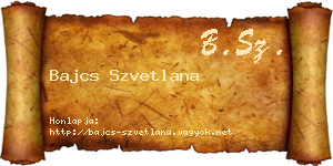 Bajcs Szvetlana névjegykártya